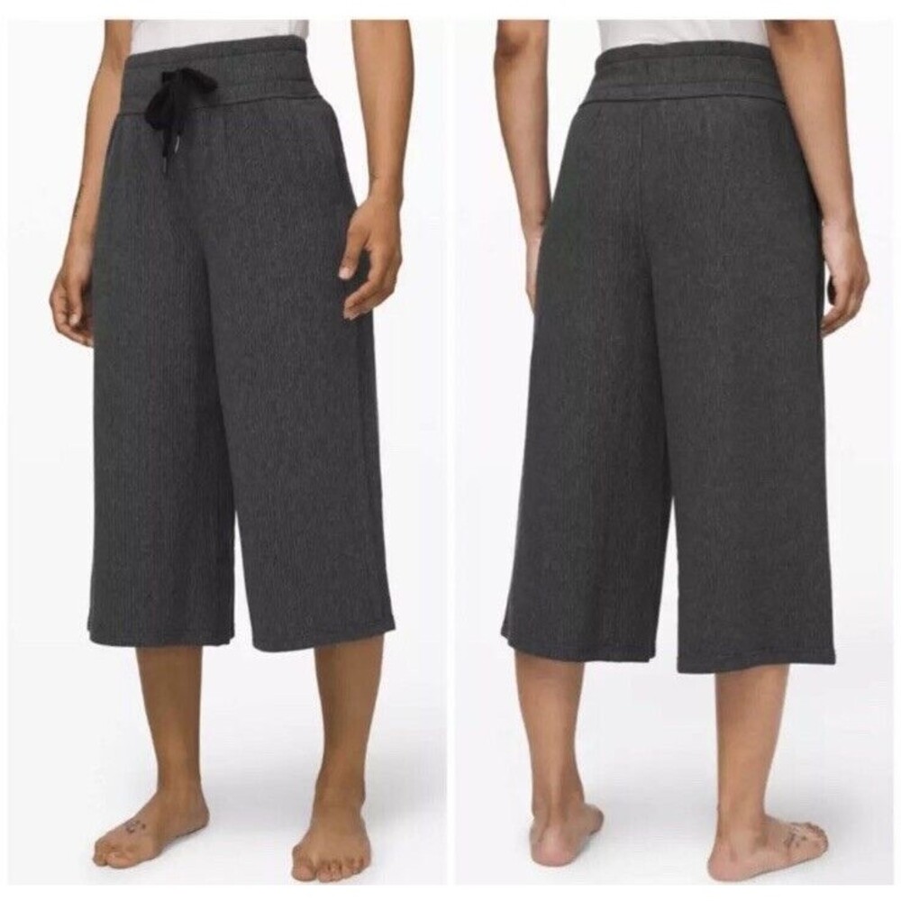 Lululemon Retreat Yourself Heathered Core Dark Grey Cropped Wide Leg Pant Size 4